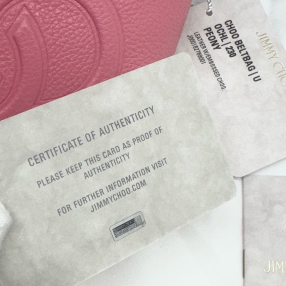 Jimmy Choo New In Box “CHOO” Bumbag Peony Pink Grained Leather Large Bel… - Picture 10 of 12